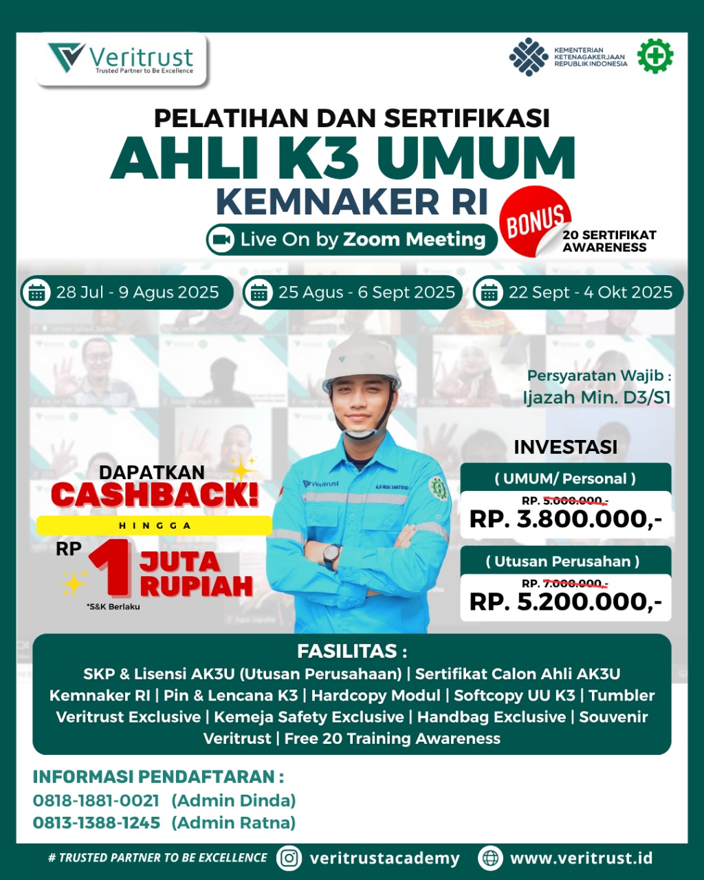 Pelatihan Ahli K3 Umum Kemnaker RI
