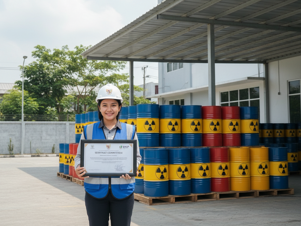 Seorang profesional lingkungan menunjukkan sertifikasi PLB3 dari BNSP miliknya.